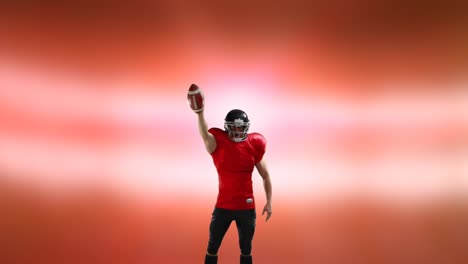 Animation-of-caucasian-male-american-football-player-with-ball-over-shapes