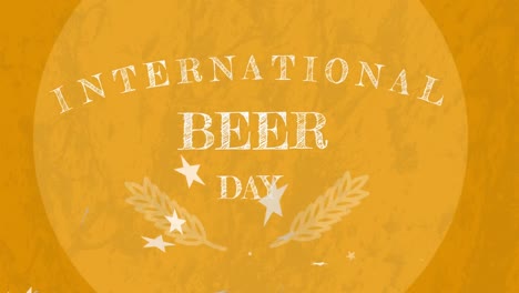 Animation-of-international-beer-day-text-over-orange-background