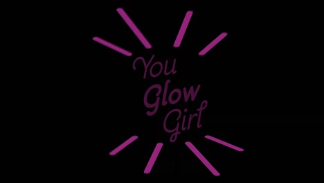Animation-of-you-glow-girl-text-on-black-background