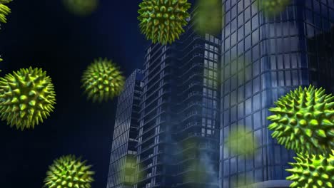 Animation-of-virus-cells-over-cityscape