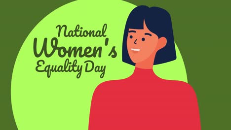 Animation-of-woman-smiling-over-national-women's-equality-day-text