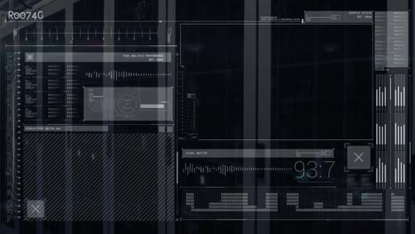Animation-of-data-processing-on-black-digital-screen