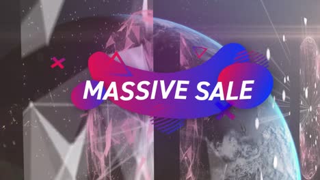 Animation-of-massive-sale-over-globe-and-shapes