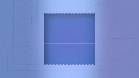 Animation-of-pen-drawing-square-over-blue-background-with-blocks