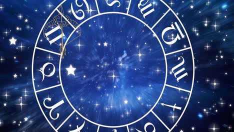 Animation-of-horoscope-symbols-over-stars-and-space