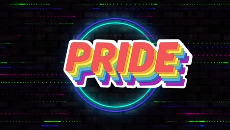 Animation-Von-Pride-Text-über-Helle-Kreise-Und-Spuren-Auf-Schwarzem-Hintergrund