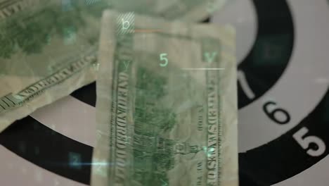 Animation-of-data-processing-over-banknotes