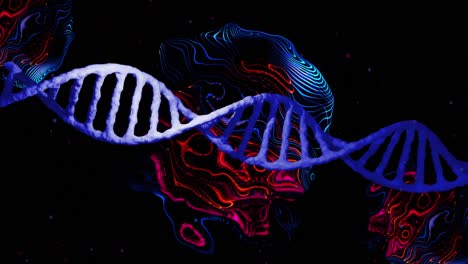 Animation-Eines-DNA-Strangs-Auf-Schwarzem-Hintergrund