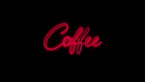 Animation-of-red-neon-coffee-text-flickering-on-black-background