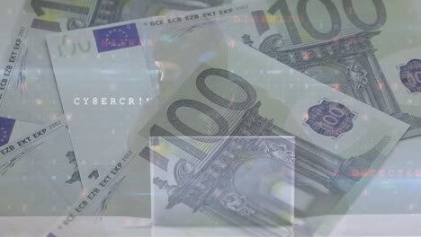 Animation-of-data-processing-over-caucasian-male-hacker-and-banknotes