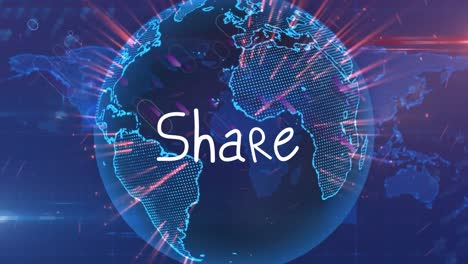 Animation-of-share-text-over-globe