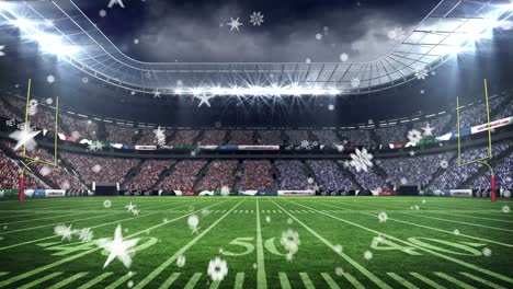 Animation-of-stars-and-snowflakes-over-sports-stadium