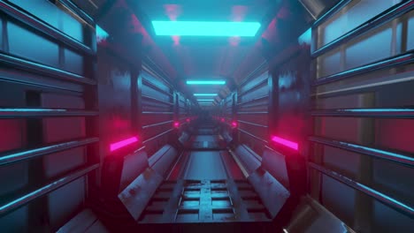 Animation-Von-Rosa-Lichtern-über-Einem-Sich-Bewegenden-Industrietunnel