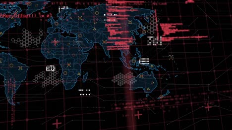 Animation-Von-Markierungen-Und-Datenverarbeitung-über-Der-Weltkarte