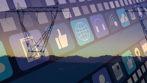 Animation-of-media-icons-over-pylons