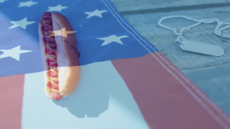 Animation-of-usa-flag-over-hot-dogs
