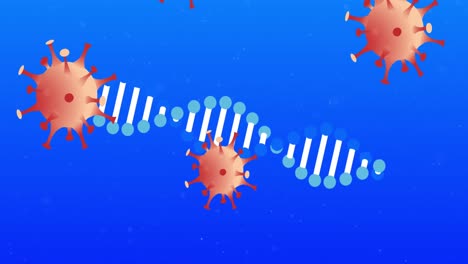 Animation-Von-Viruszellen-über-DNA-Strängen