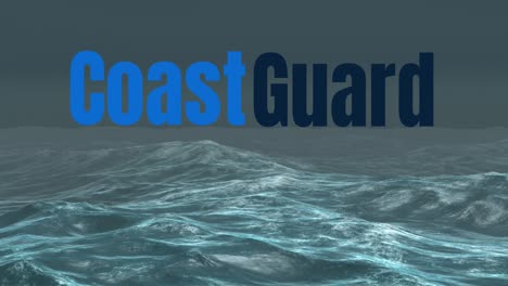 Animation-of-coast-guard-and-sea-surface-over-black-background