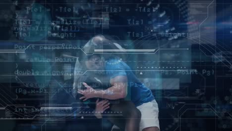 Animation-Der-Datenverarbeitung-über-Verschiedene-Männliche-Rugbyspieler