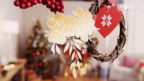 Animation-of-flower-icon-over-christmas-decorations