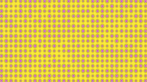 Animation-of-rows-of-flickering-green-discs-on-yellow-background