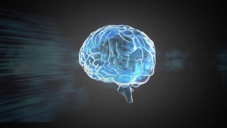 Animation-of-brain-and-data-processing-over-black-background