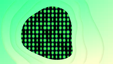 Animation-of-green-leyers-with-rows-of-flickering-green-discs-on-green-background