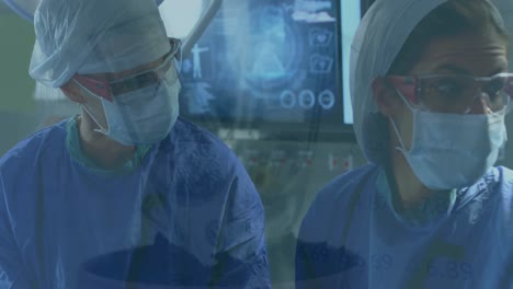 Animation-of-data-processing-over-diverse-female-surgeons-during-surgery