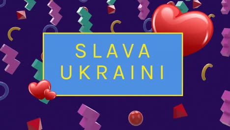 Animation-of-slava-ukraini-text-over-colorful-shapes