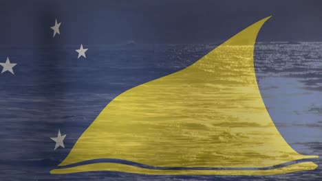 Animation-of-flag-of-tokelau-over-sea