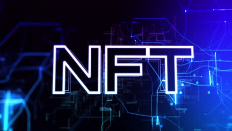 Animation-of-nft-text-over-black-background