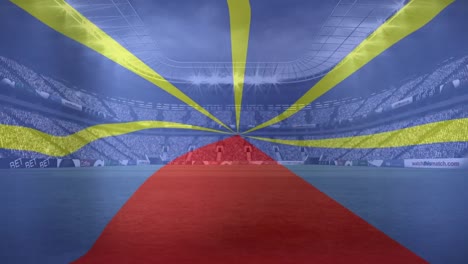 Animation-Der-Flagge-Der-Wiedervereinigung-über-Dem-Sportstadion