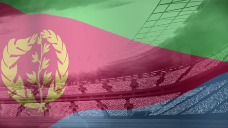 Animation-Der-Flagge-Eritreas-über-Dem-Sportstadion
