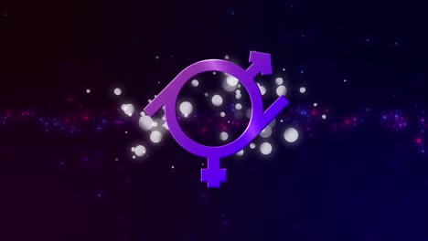 Animation-of-non-binary-symbol-and-dots-over-black-background