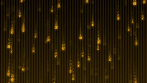 Animation-of-orange-binary-coding-data-processing-over-black-background