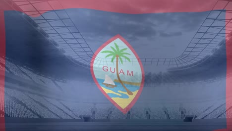 Animation-Der-Flagge-Von-Guam-über-Dem-Sportstadion
