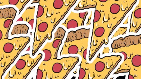 Animation-of-pizza-slices-covering-black-background