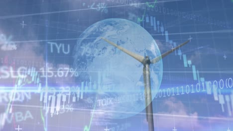 Animation-of-financial-data-processing-binary-coding-over-earth-and-wind-turbine