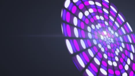 Animation-Eines-Kreises-Aus-Violetten,-Violetten-Und-Weißen-Lichtern-Auf-Schwarzem-Hintergrund
