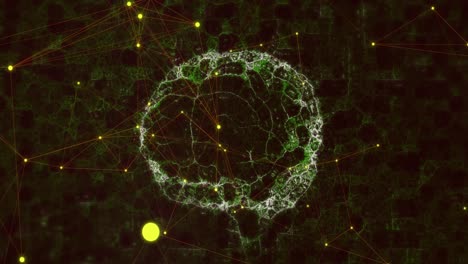 Animation-of-human-brain-and-network-of-connections-over-dark-background