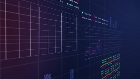 Animation-of-financial-graphs-and-data-over-black-background