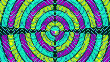 Animation-of-kaleidoscopic-colorful-shapes-on-dark-background