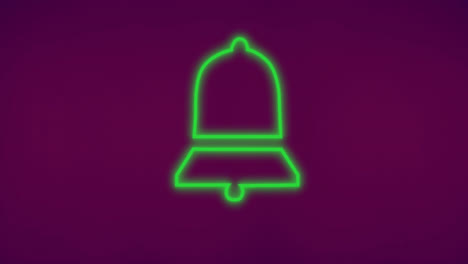 Animation-of-neon-bell-over-pink-background