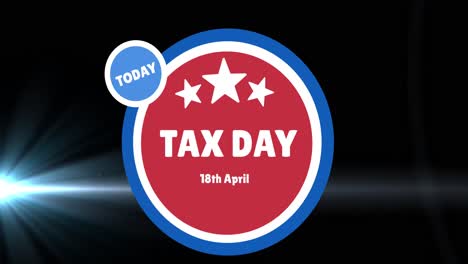Animation-of-tax-day-text-and-lights-over-dark-background