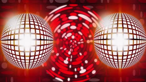 Animation-of-disco-balls-and-lights-over-colorful-background