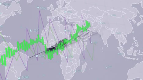 Animation-Der-Datenverarbeitung-über-Weltkarte-Mit-Spritze