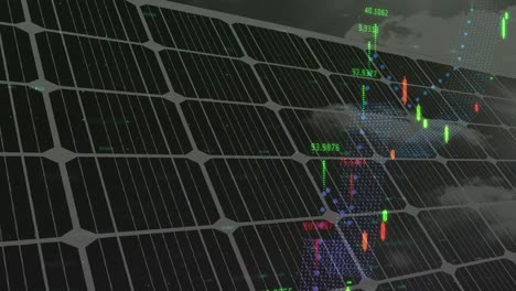 Finanzdatenverarbeitung-über-Sonnenkollektoren-Vor-Blauem-Himmel