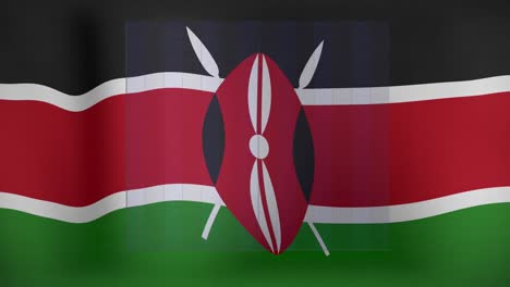 Animation-Der-Datenverarbeitung-über-Der-Flagge-Kenias