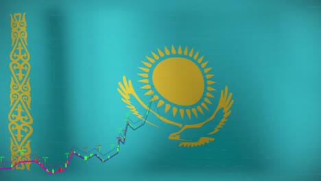 Animation-Der-Datenverarbeitung-über-Der-Flagge-Kasachstans