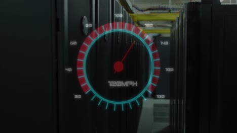 Animation-of-speedometer-over-server-room